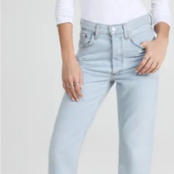 AGOLDE Lana Crop Mid Rise Straight Jeans NWT - Picture 1 of 6